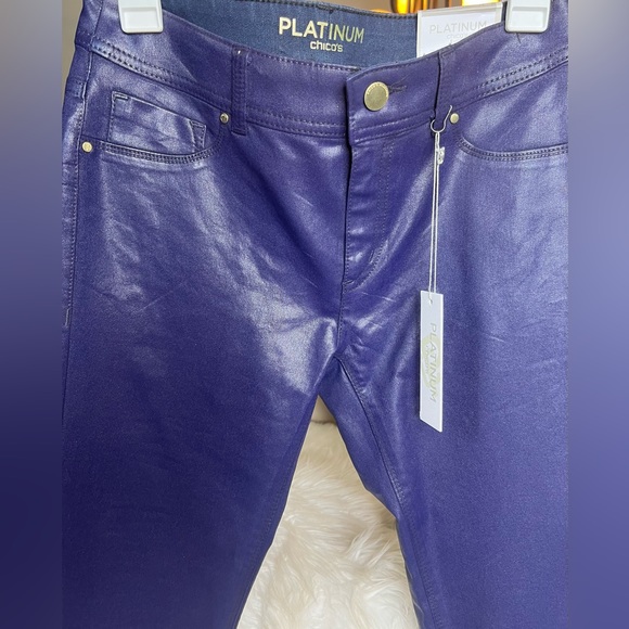 Chico’s Platinum Plum Coated Denim Pants - Picture 10 of 12